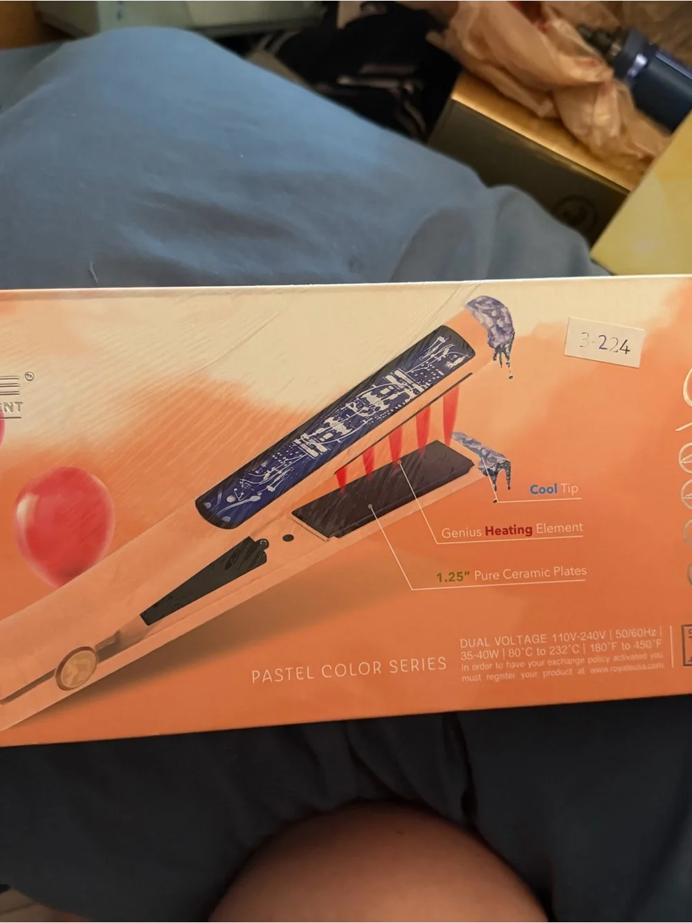 Royale Diamond Collection Pastel Peach Ceramic Flat Iron